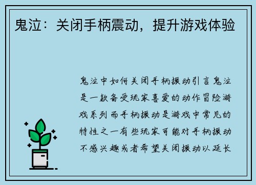 鬼泣：关闭手柄震动，提升游戏体验